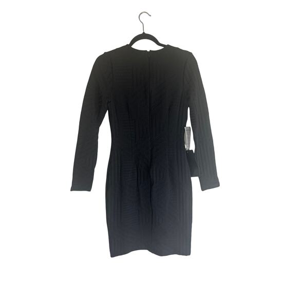 NWT Bebe Women's Black Textured Bodycon Dress M Long Sleeve Fitted Mini Cocktail - Picture 1 of 11